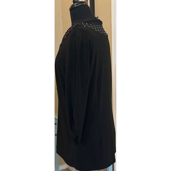 Perceptions New York Open-Front Black Blouse Polyester Blend Women Size 14-READ - Picture 5 of 16